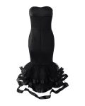 Bandeau Layered Mesh Ruffles Party Dress