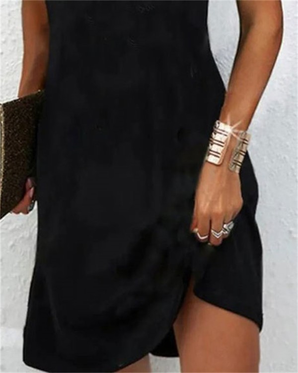 Contrast Lace Scallop Trim Casual Dress