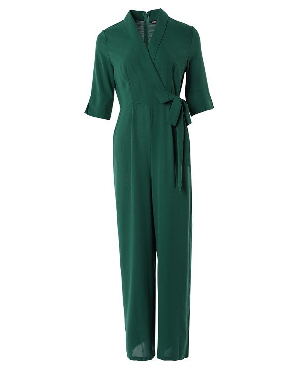 Half Sleeve Wide Leg Work Jumpsuit