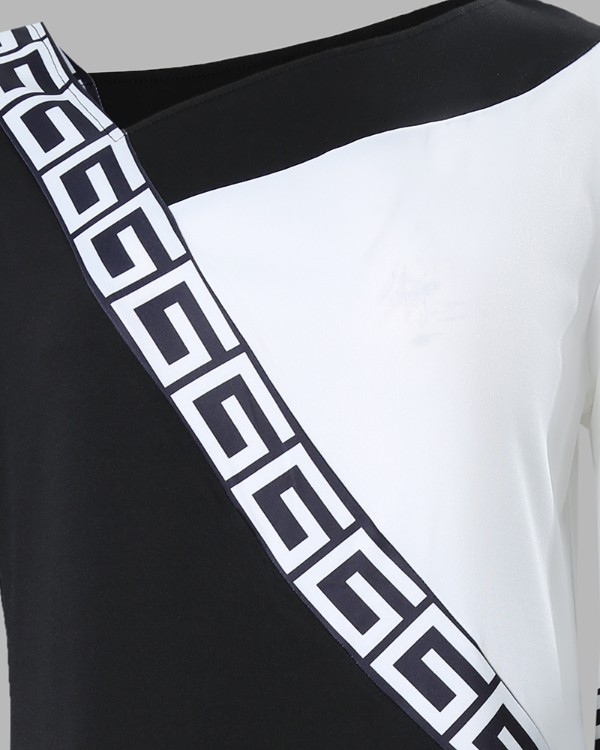 Colorblock Geometric Print Casual Dress