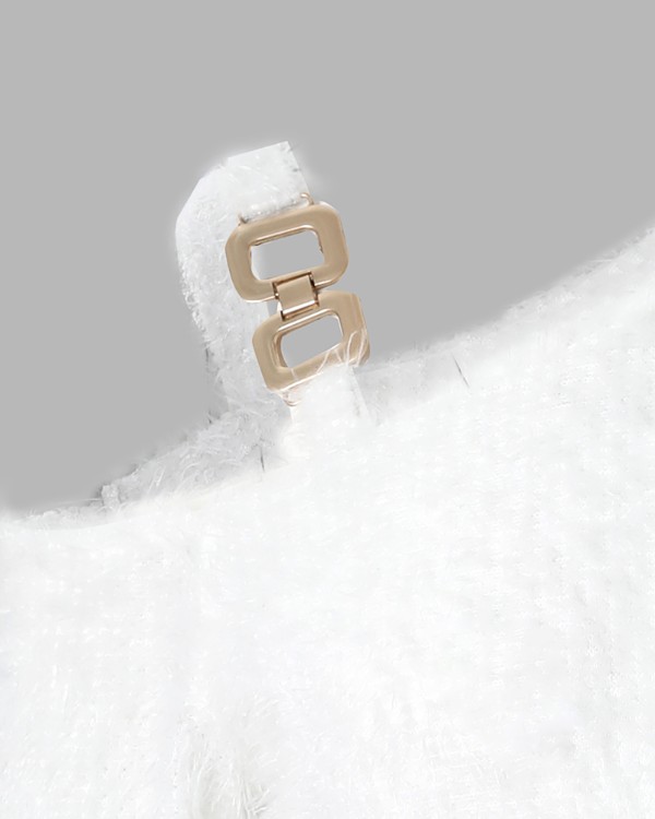 Cold Shoulder Fluffy Long Sleeve Dress