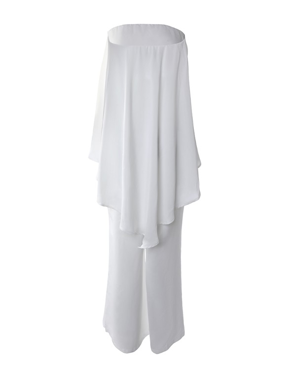 Bandeau Flowy Wide Leg Jumpsuit With Belt