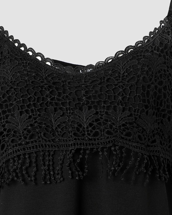 Contrast Lace Cold Shoulder Casual Dress