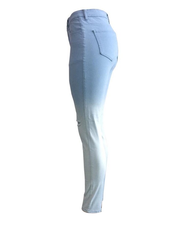 Ombre High Waist Cutout Ripped Skinny Jeans