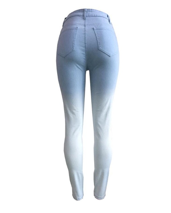 Ombre High Waist Cutout Ripped Skinny Jeans