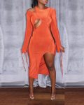 Cold Shoulder Cutout Split Thigh Dress