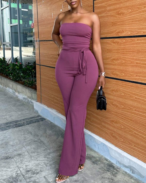 Bandeau Top & Tied Detail Pants Set