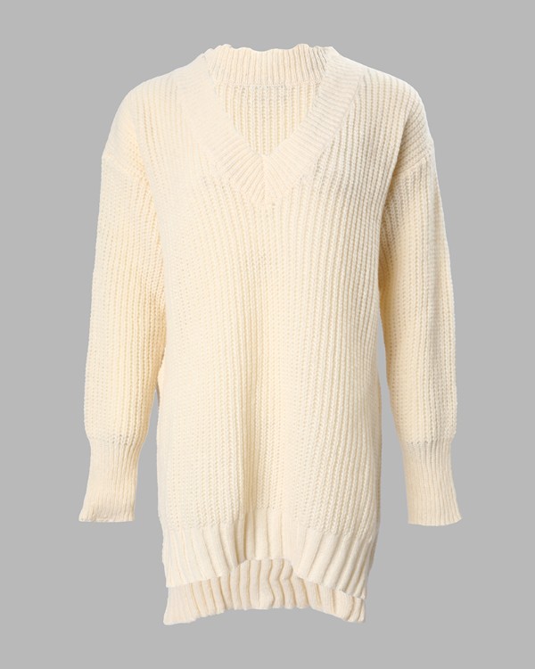 Long Sleeve Distressed Chunky Knit Sweater Dress
