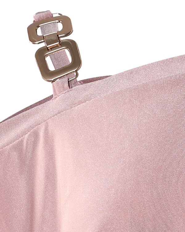 Chain Strap Cold Shoulder Belted Bodycon Dress