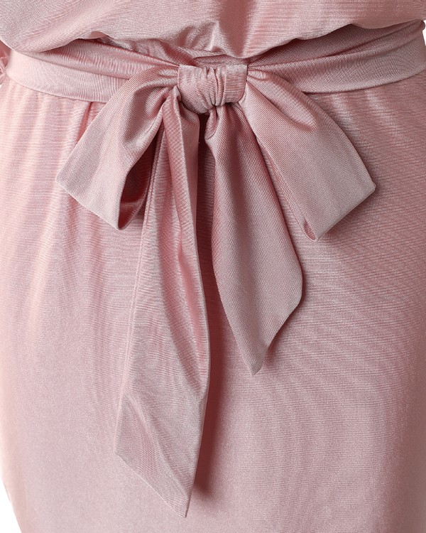 Chain Strap Cold Shoulder Belted Bodycon Dress