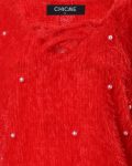 Beaded Decor V-Neck Fluffy Casual Dress