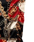 Chain Scarf Print Sleeveless Ruched Bodycon Dress