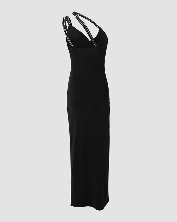 Cutout One Shoulder High Slit Dress