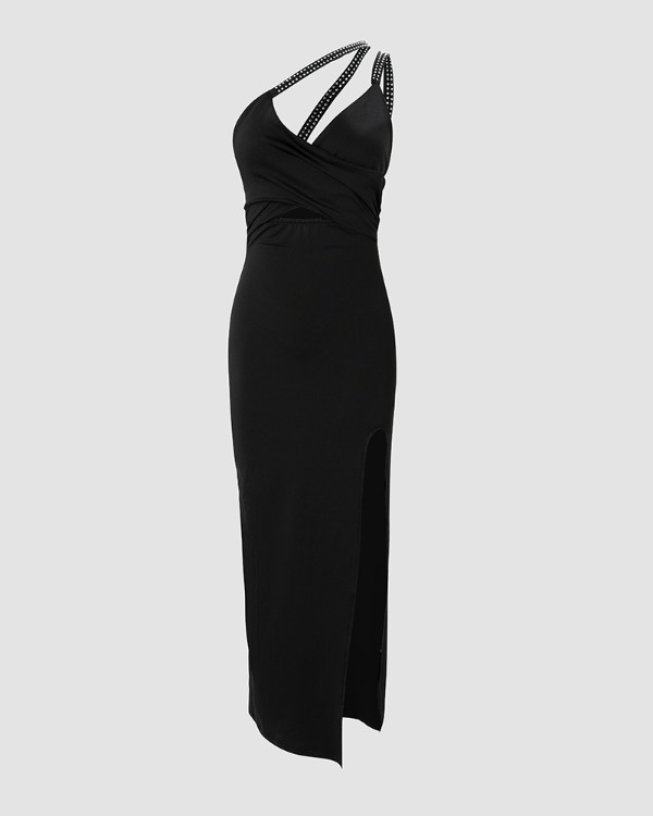 Cutout One Shoulder High Slit Dress