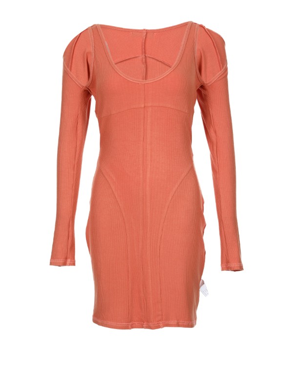 Cold Shoulder Contrast Stitch Bodycon Dress