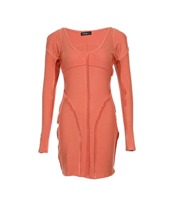 Cold Shoulder Contrast Stitch Bodycon Dress