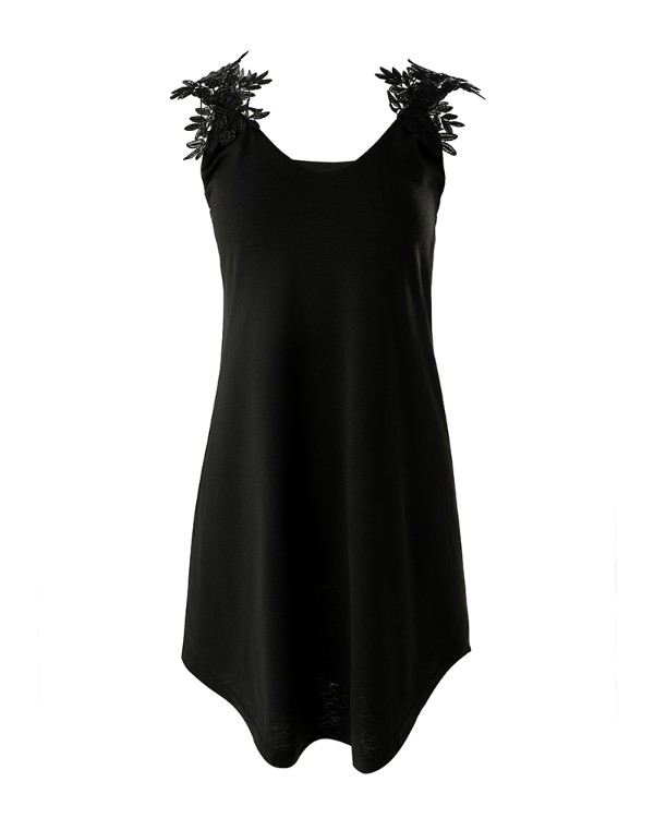 Contrast Lace Sleeveless Casual Dress