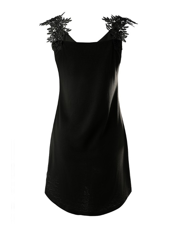 Contrast Lace Sleeveless Casual Dress