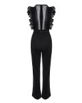 Contrast Lace Ruffle Hem Jumpsuit