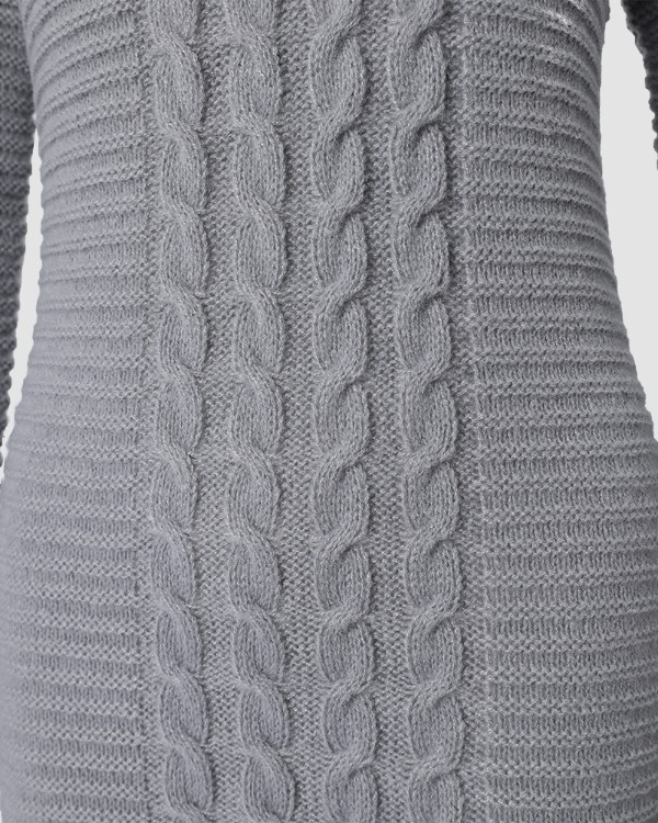 Long Sleeve Cable Knit Sweater Dress
