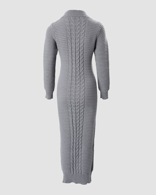 Long Sleeve Cable Knit Sweater Dress