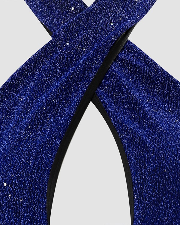 Cross Halter Neck Backless Glitter Evening Dress