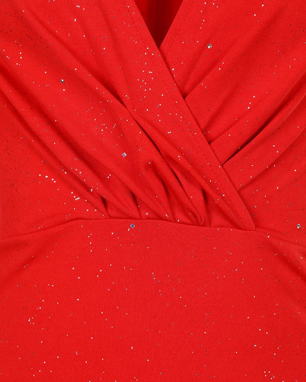 Glitter Ruched Long Sleeve Party Dress