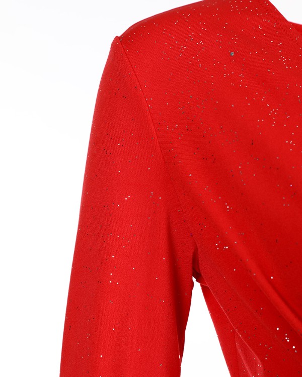 Glitter Ruched Long Sleeve Party Dress