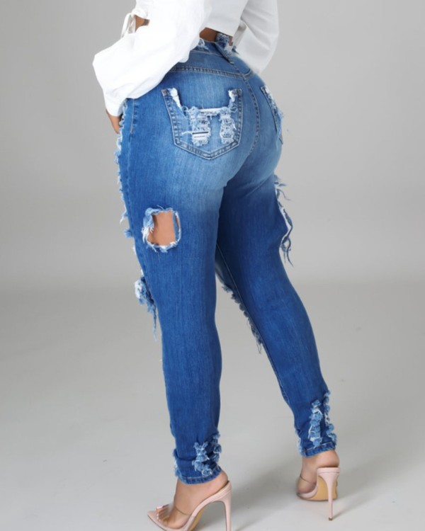 Ripped Cutout High Waist Jeans
