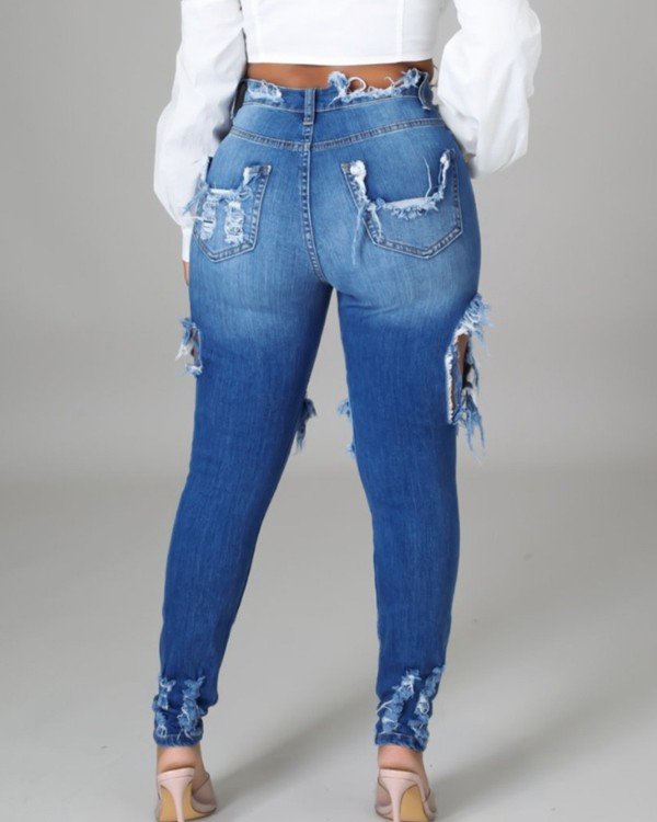 Ripped Cutout High Waist Jeans