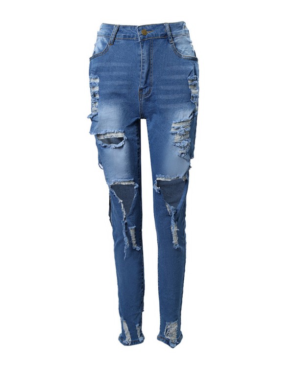 Ripped Cutout High Waist Jeans