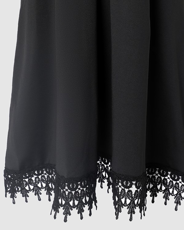 Contrast Lace Cold Shoulder Casual Dress