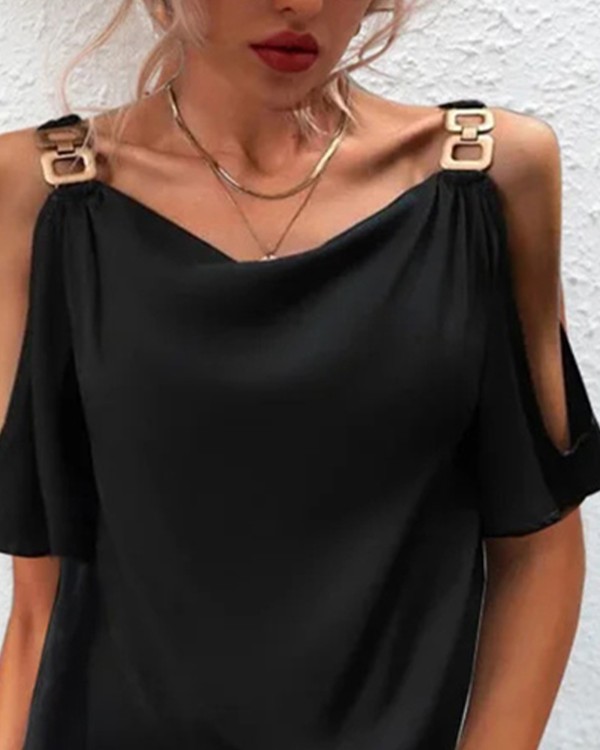 Cold Shoulder Chain Decor Casual Dress