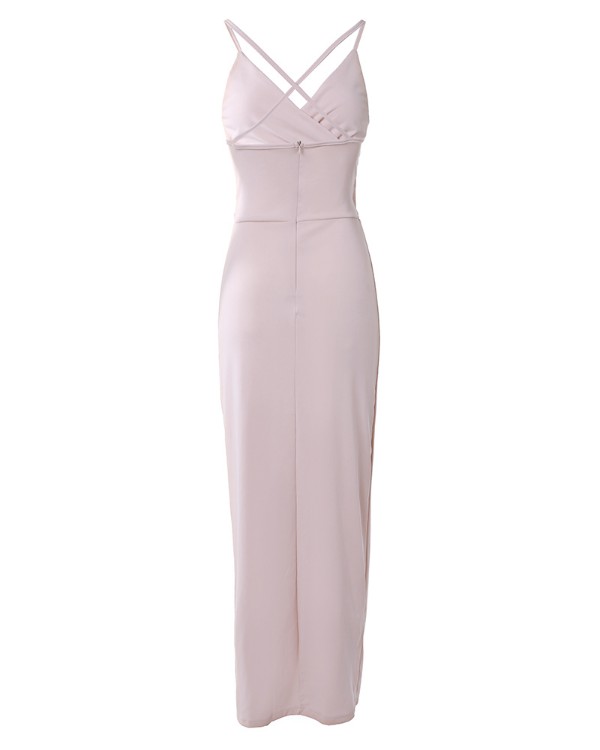 Criss Cross Backless Split Thigh Party Dress