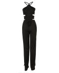 Criss Cross Backless Split Hem Jumpsuit