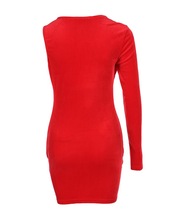 Cutout One Shoulder Velvet Party Dress