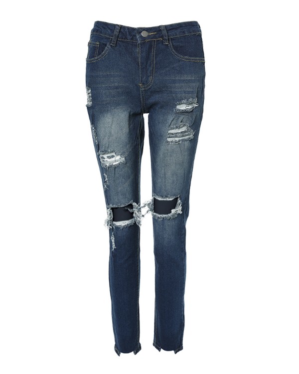 High Waist Ripped Cutout Jeans