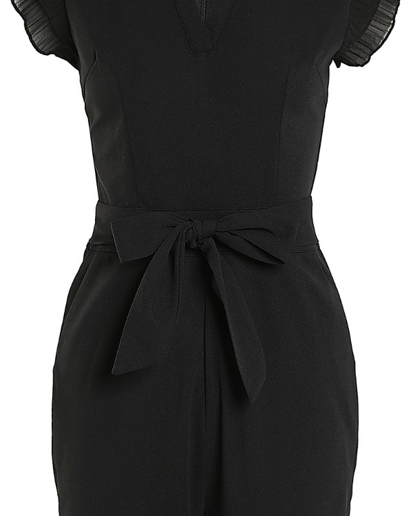 Flutter Sleeve Pocket Design Jumpsuit With Belt