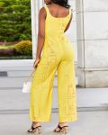 Figure Print Thick Strap Wide Leg Jumpsuit