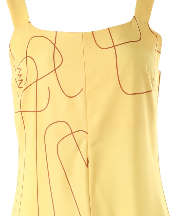 Figure Print Thick Strap Wide Leg Jumpsuit