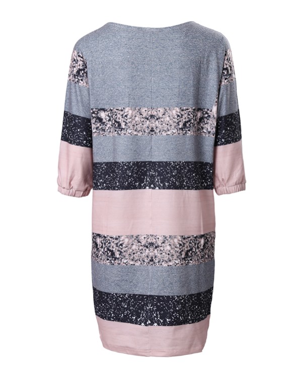 Colorblock Striped Print Casual Dress