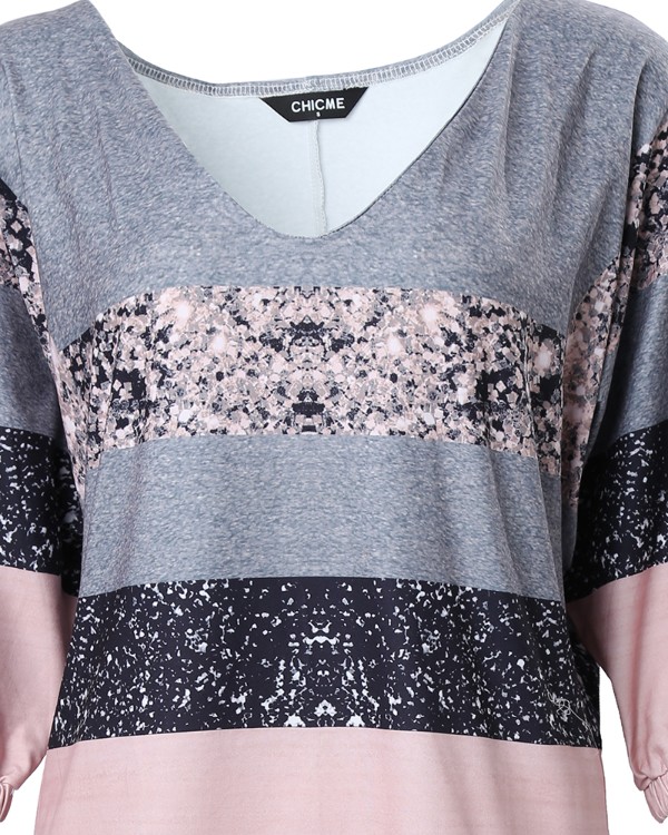 Colorblock Striped Print Casual Dress