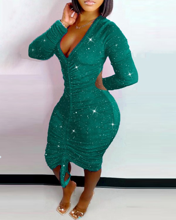 Cutout Backless Velvet Ruched Party Dress